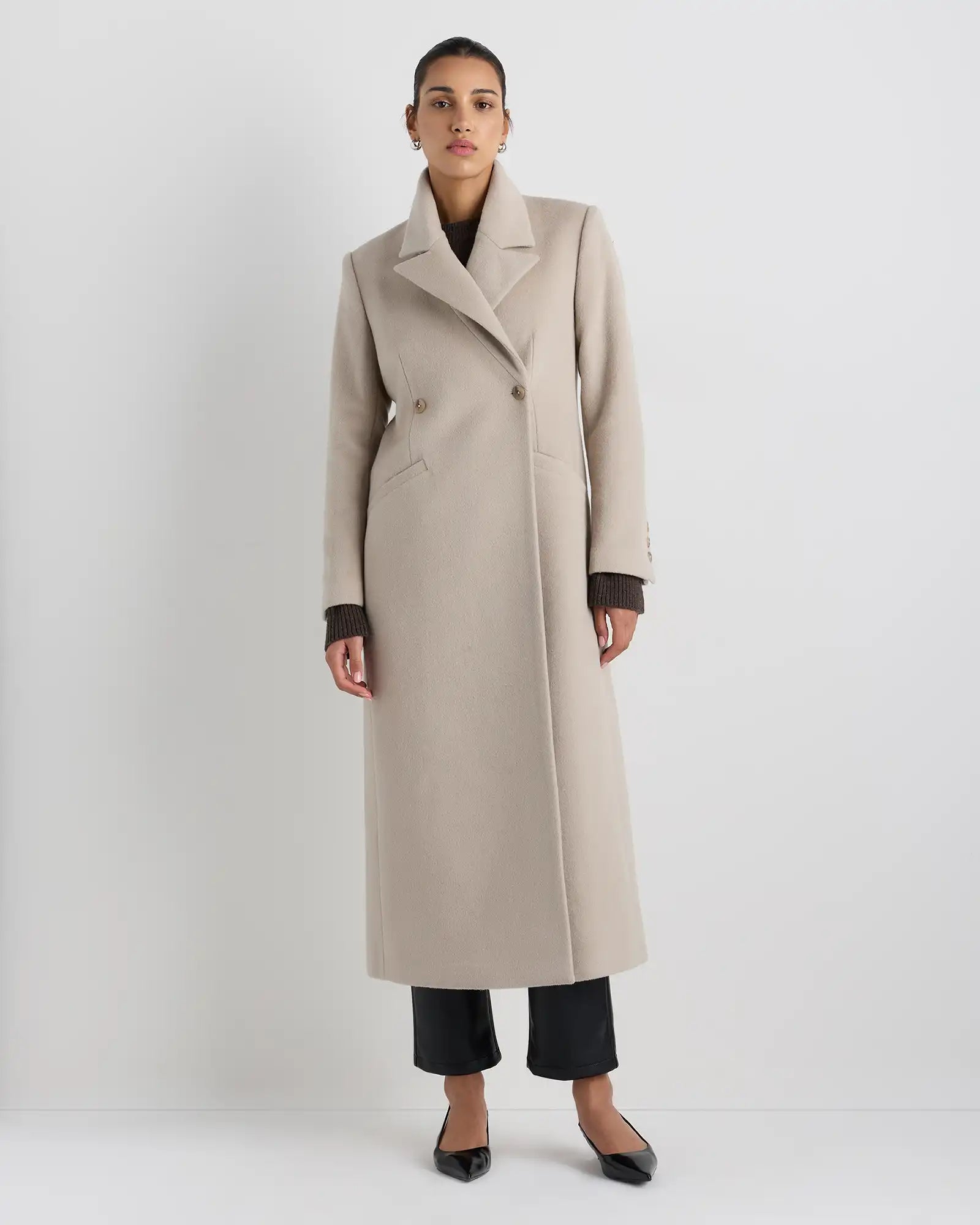 Wool Cashmere Tailored Long Coat