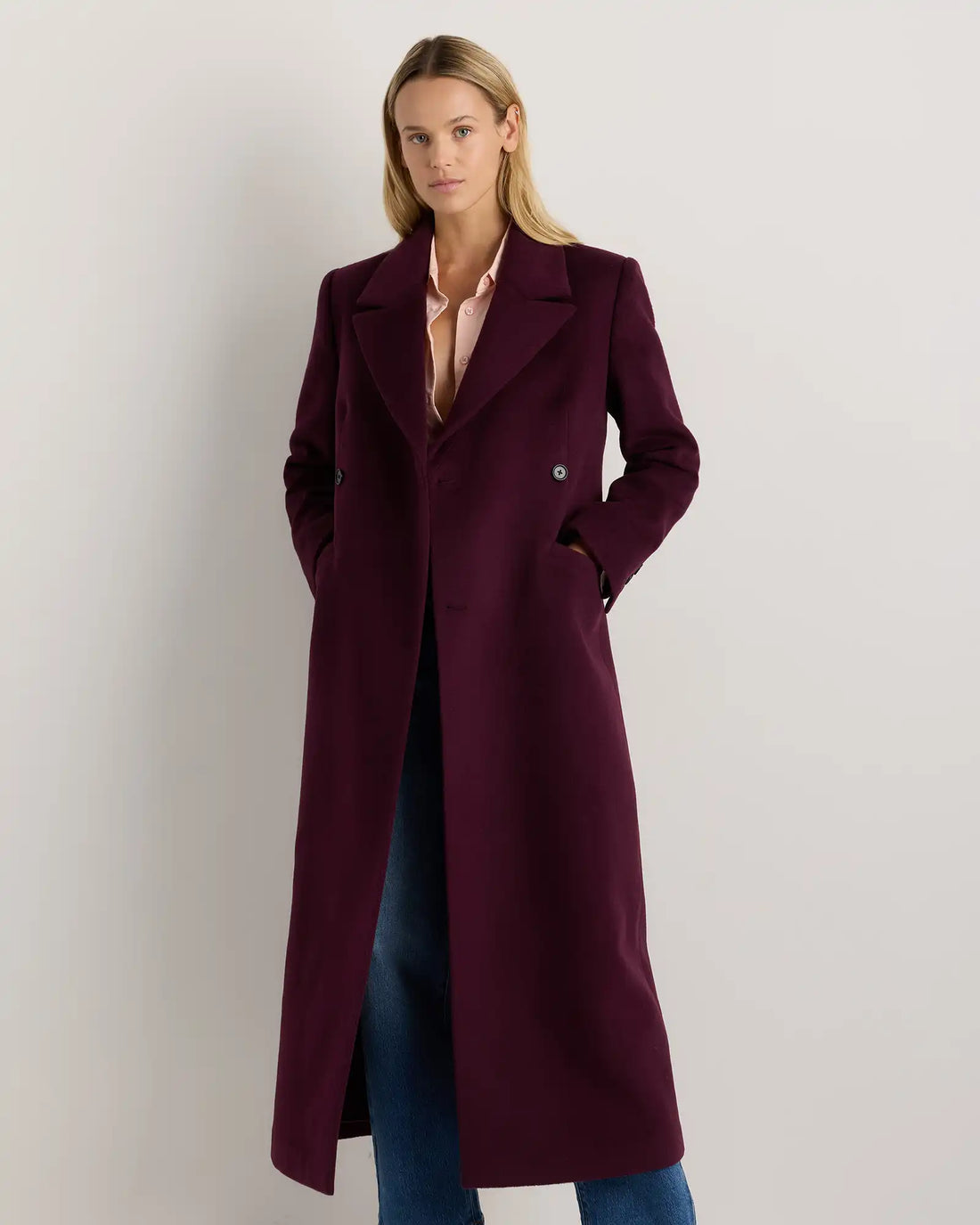 Wool Cashmere Tailored Long Coat