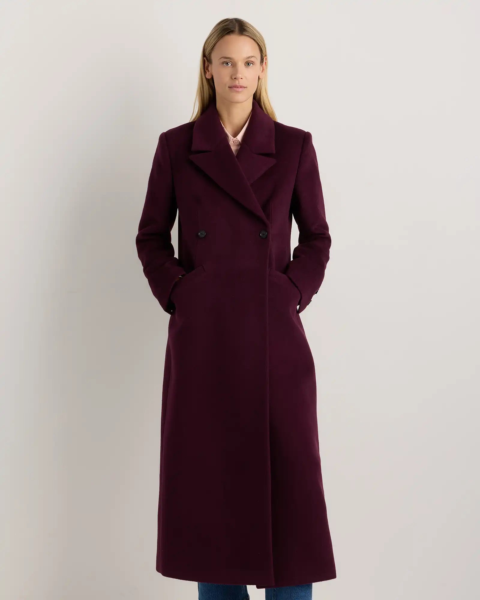 Wool Cashmere Tailored Long Coat