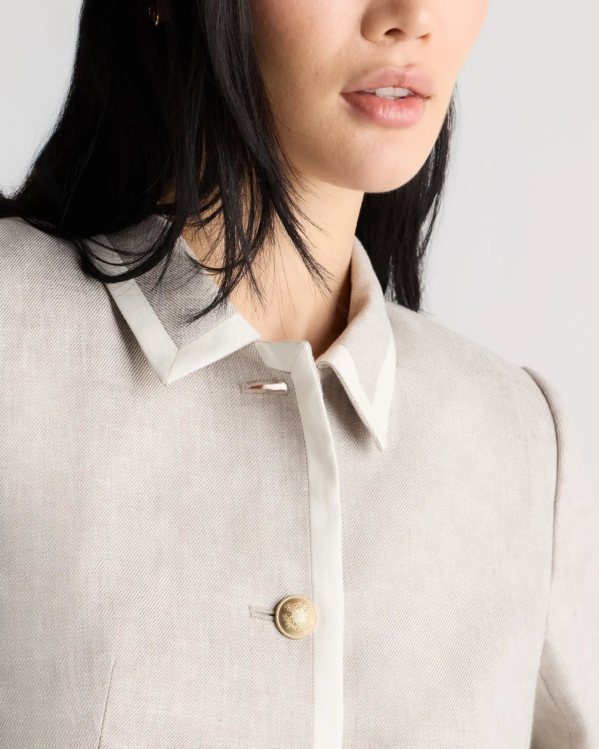 European Stretch Linen Cropped Lady Jacket