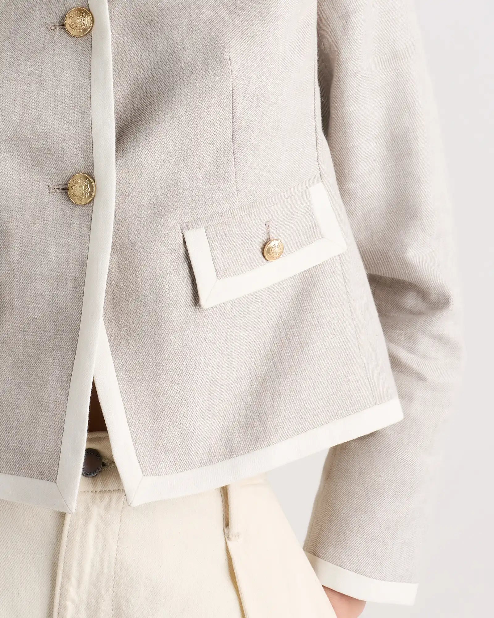 European Stretch Linen Cropped Lady Jacket