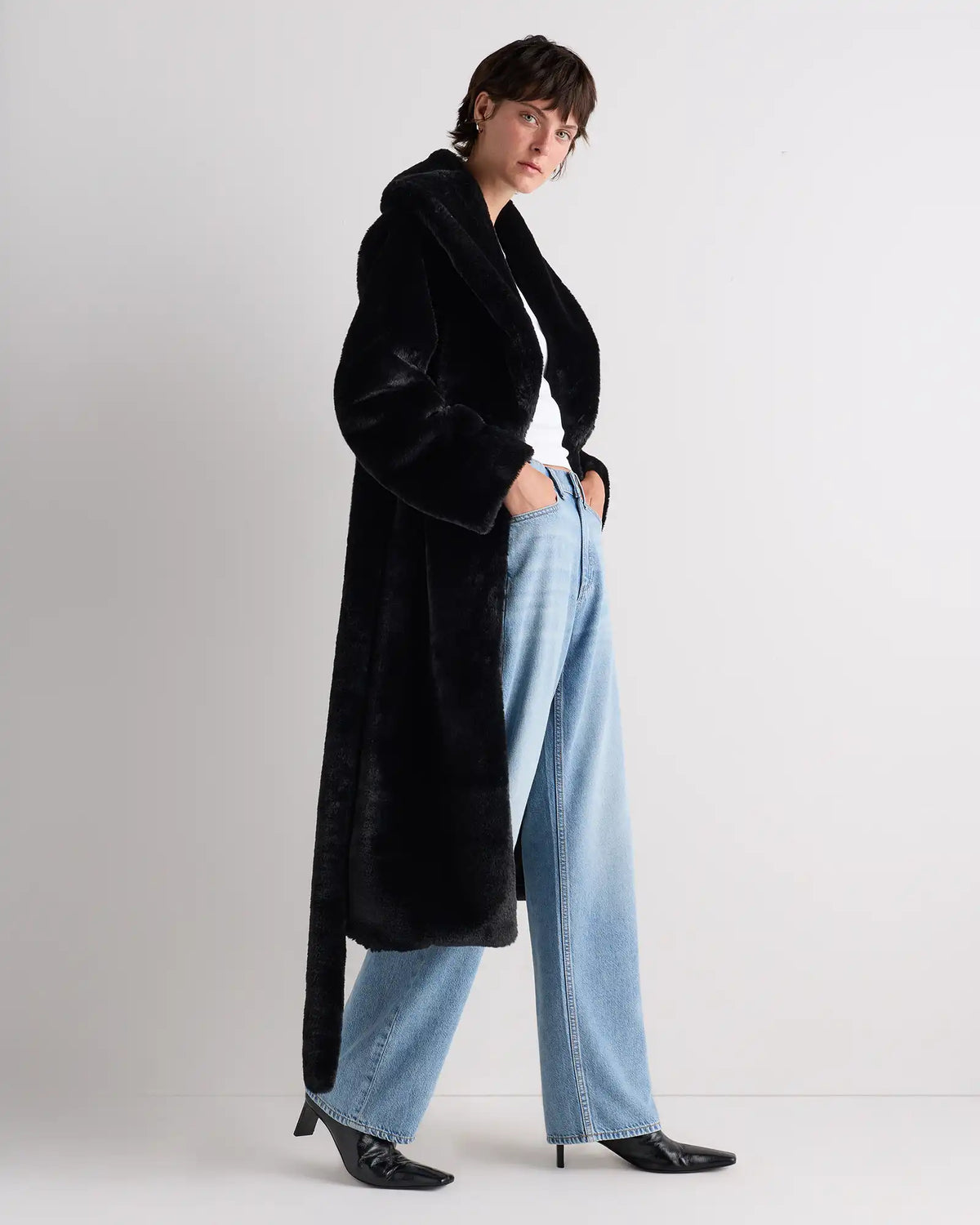 Faux Fur Maxi Wrap Coat