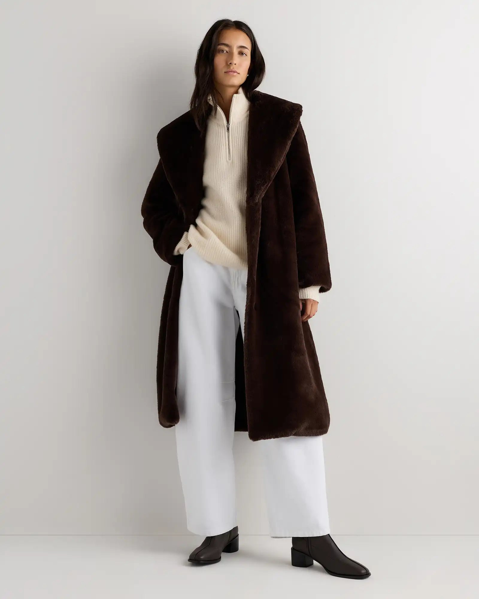 Faux Fur Maxi Wrap Coat