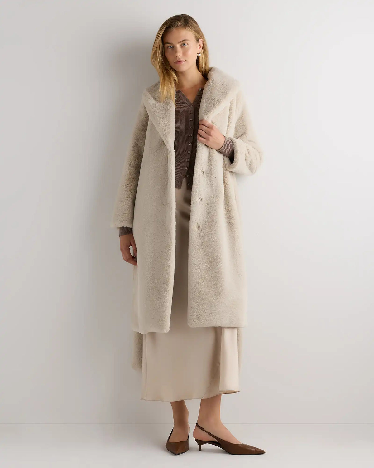 Faux Fur Maxi Wrap Coat