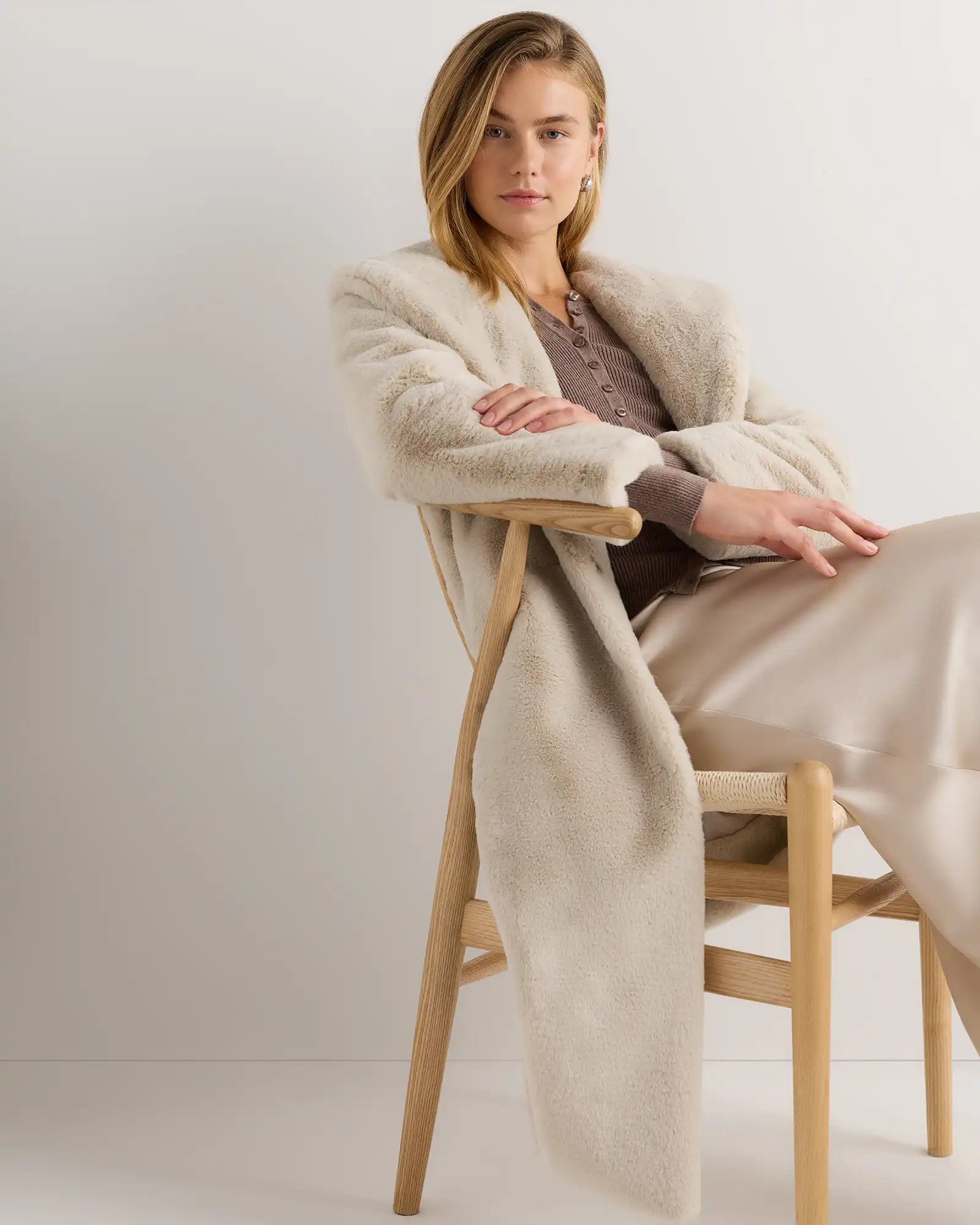 Faux Fur Maxi Wrap Coat