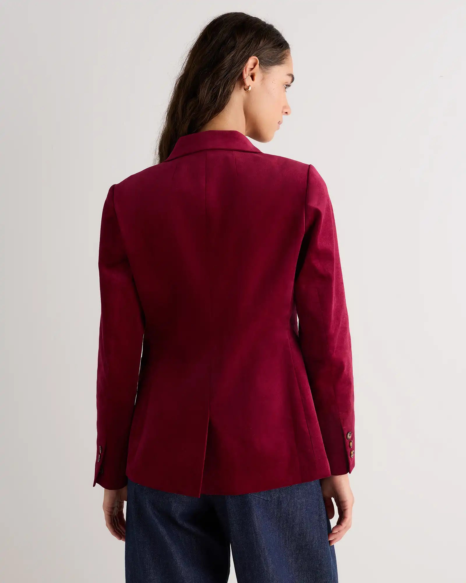 Stretch Velvet Structured Blazer