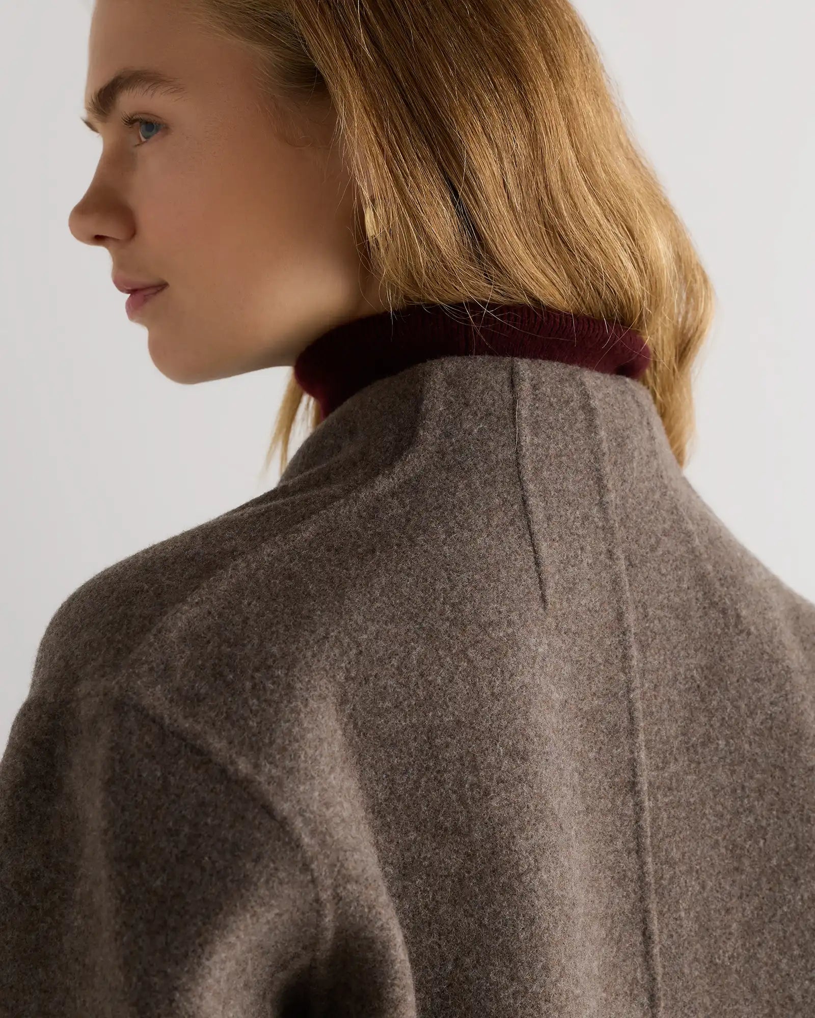 Double-Faced Merino Wool Collarless Cropped Jacket