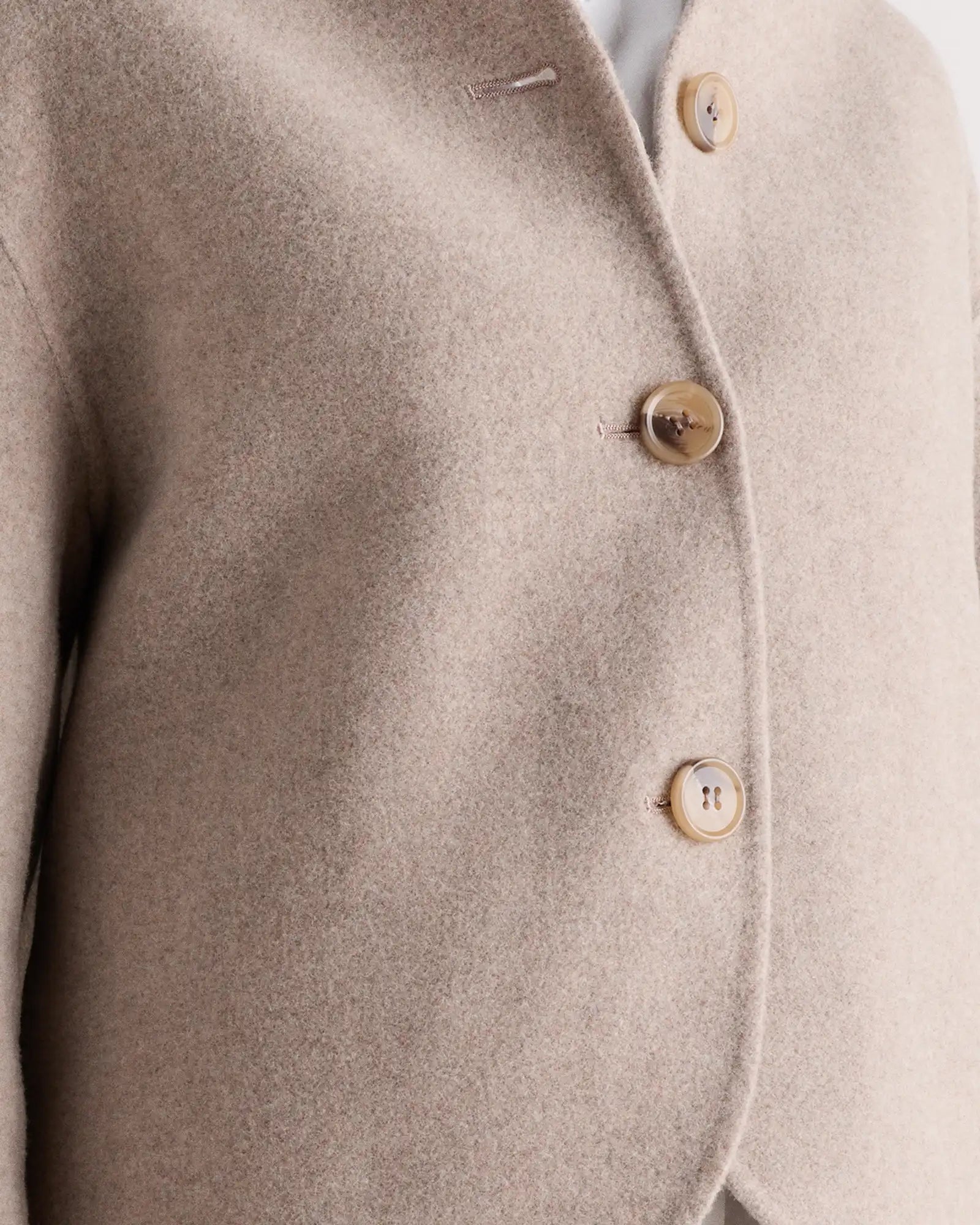 Double-Faced Merino Wool Collarless Cropped Jacket