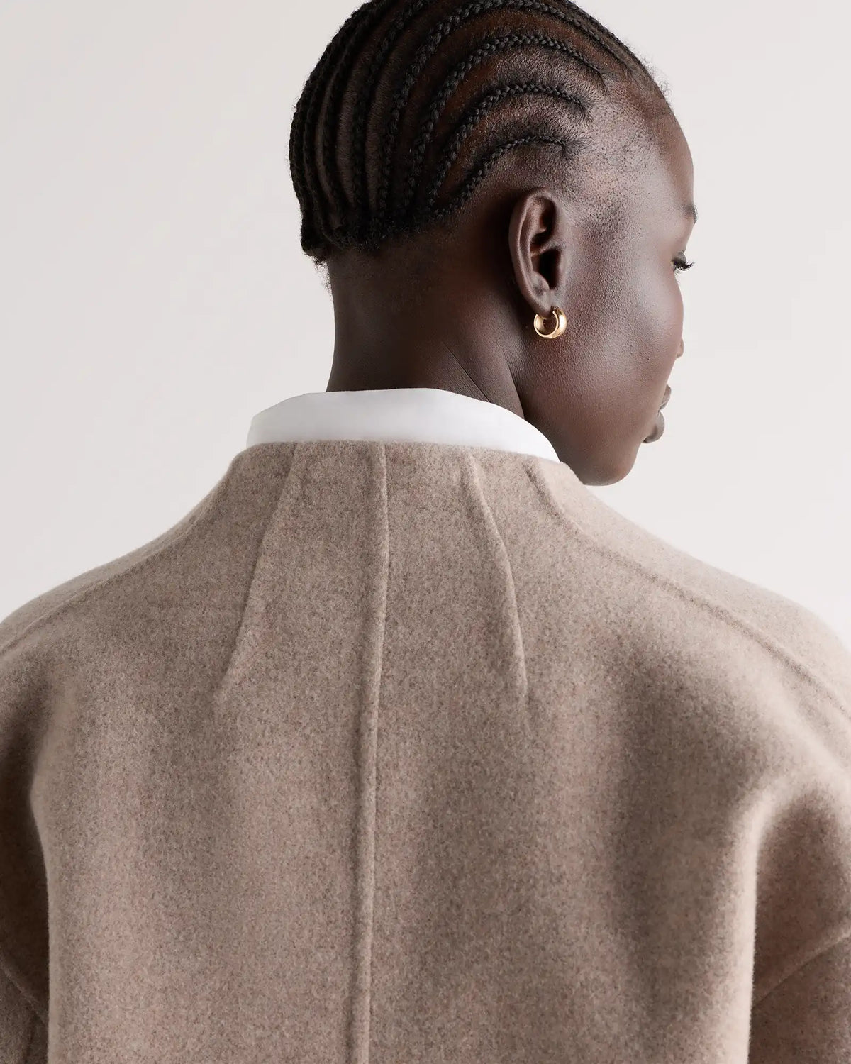 Double-Faced Merino Wool Collarless Cropped Jacket