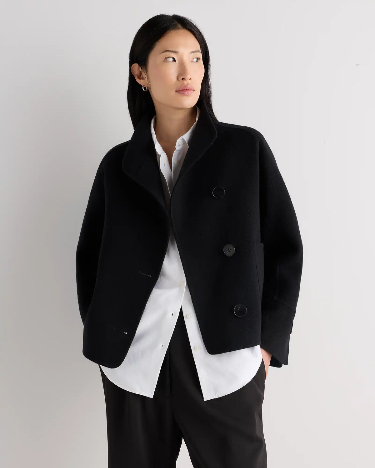 Double-Faced Merino Wool Funnel Neck Jacket