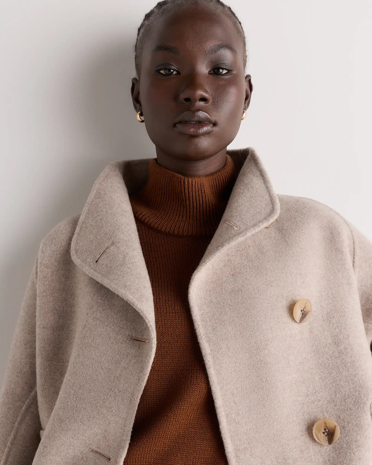 Double-Faced Merino Wool Funnel Neck Jacket