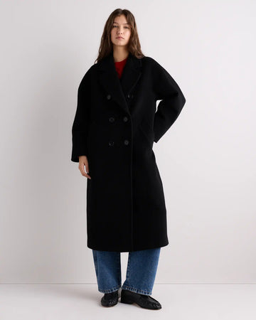 Wool Cashmere Double-Breasted Belted Long Coat