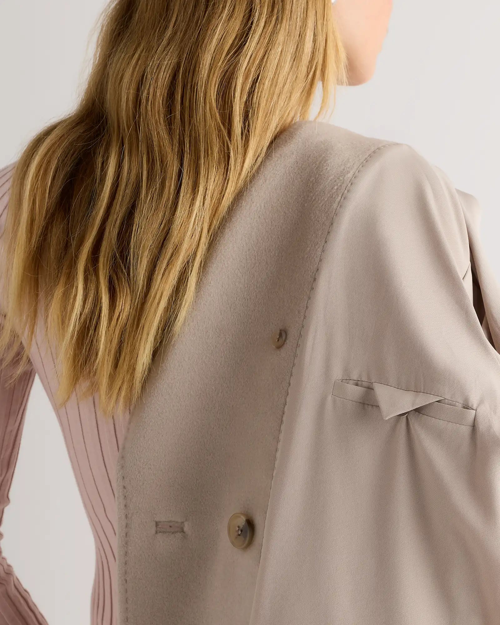 Wool Cashmere Double-Breasted Belted Long Coat