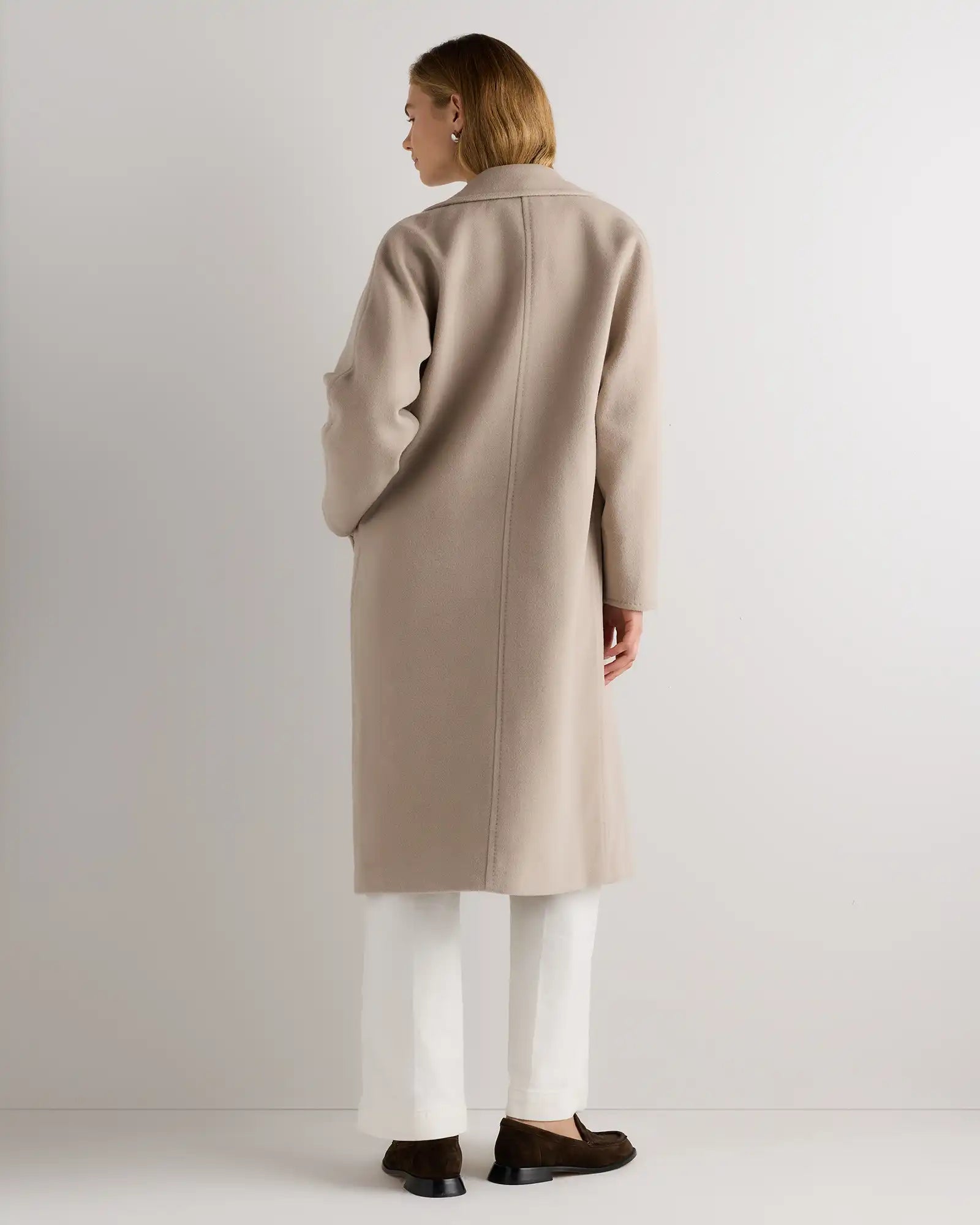 Wool Cashmere Double-Breasted Belted Long Coat