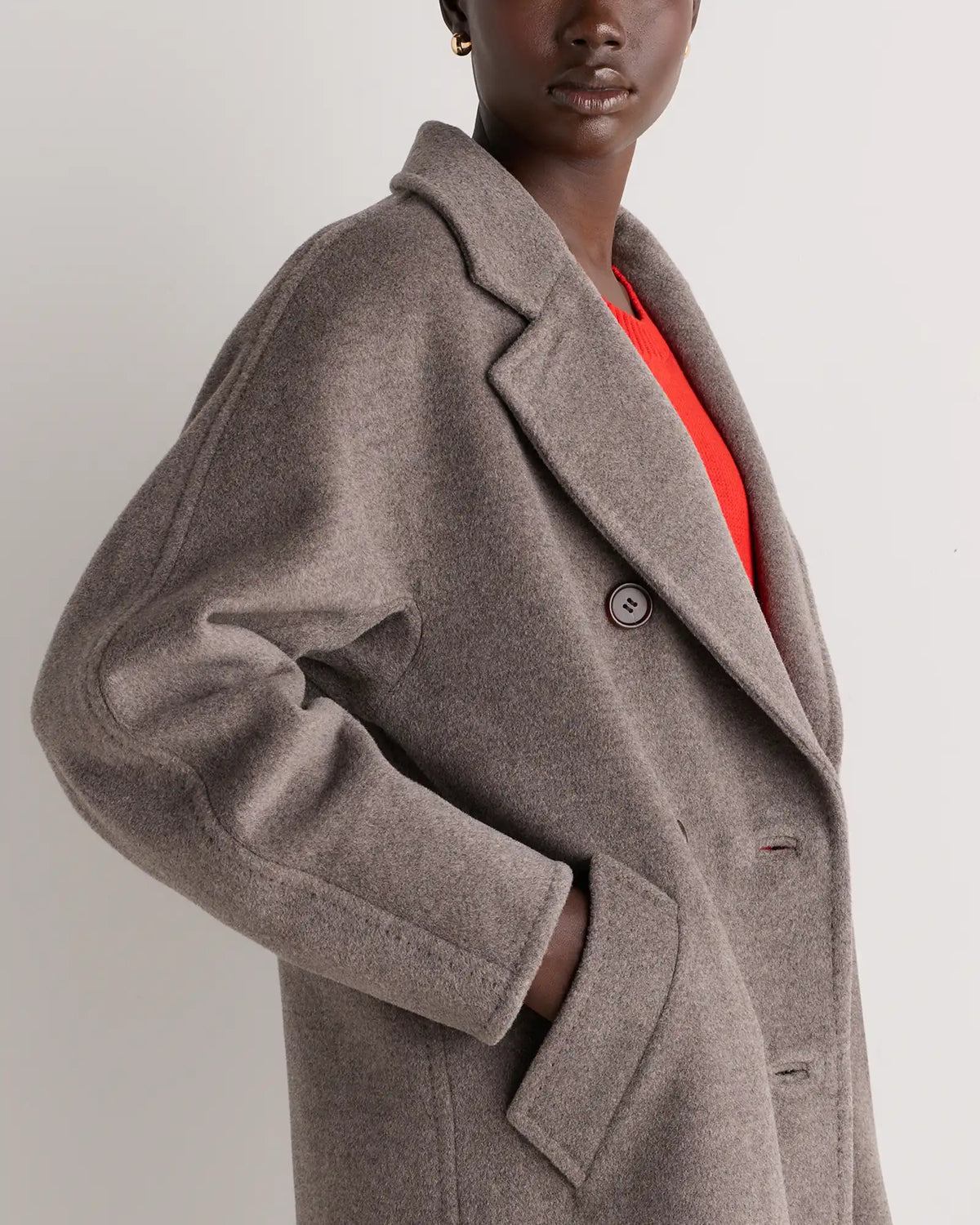 Wool Cashmere Double-Breasted Belted Long Coat