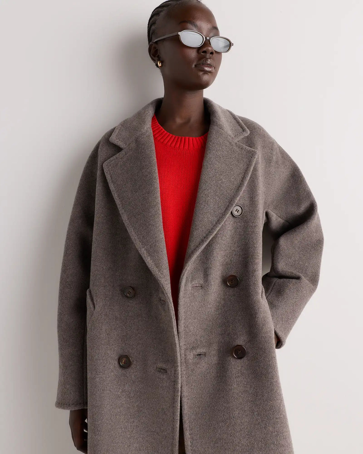Wool Cashmere Double-Breasted Belted Long Coat