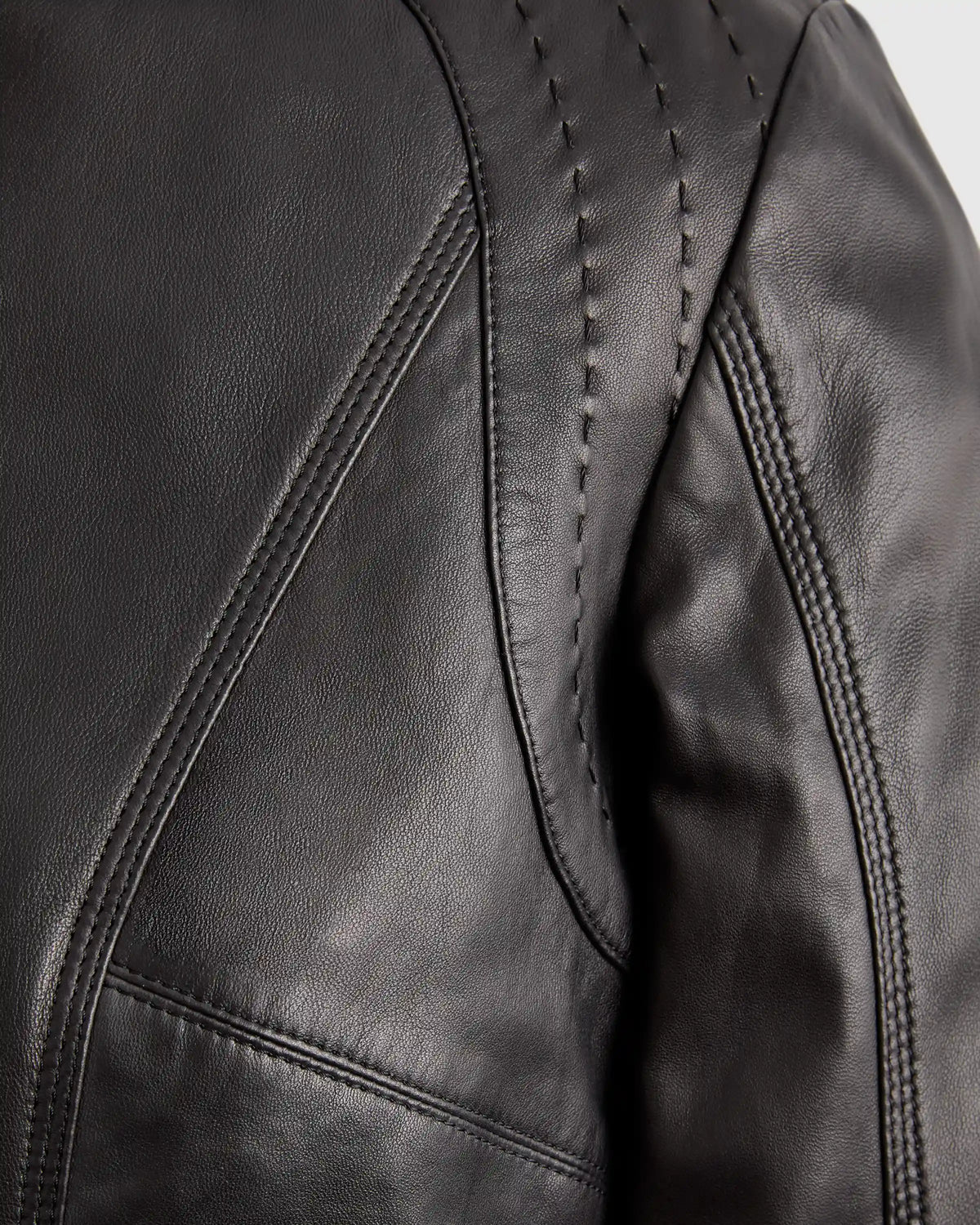 100% Leather Stand-Collar Jacket