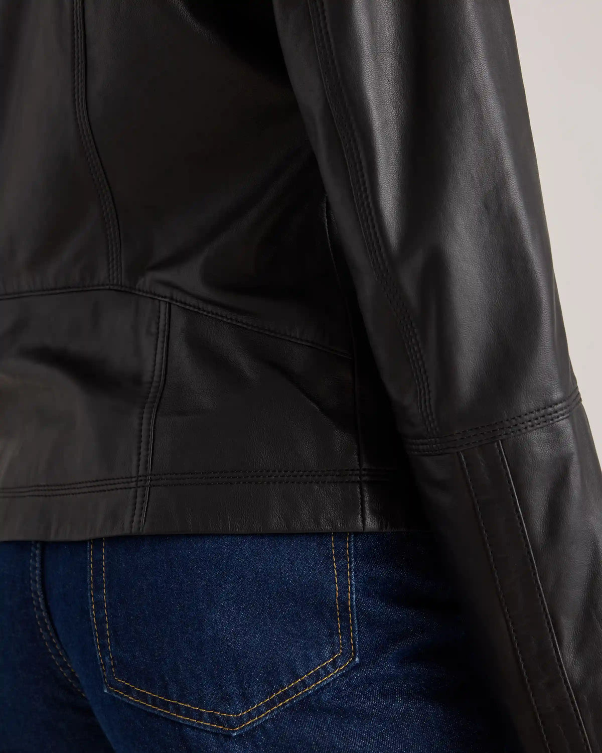 100% Leather Stand-Collar Jacket
