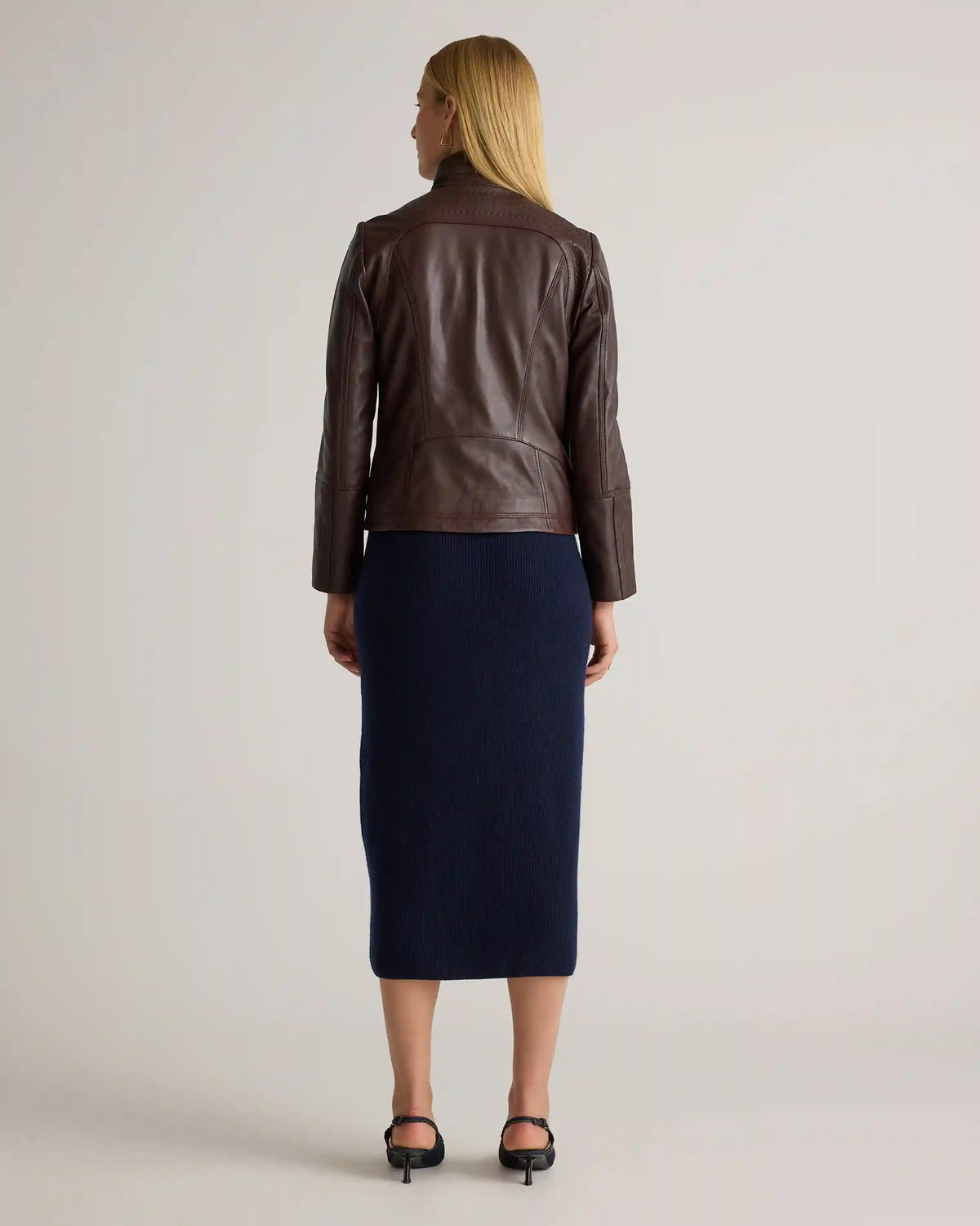 100% Leather Stand-Collar Jacket