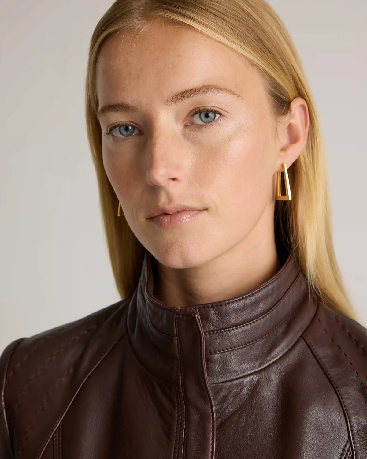 100% Leather Stand-Collar Jacket