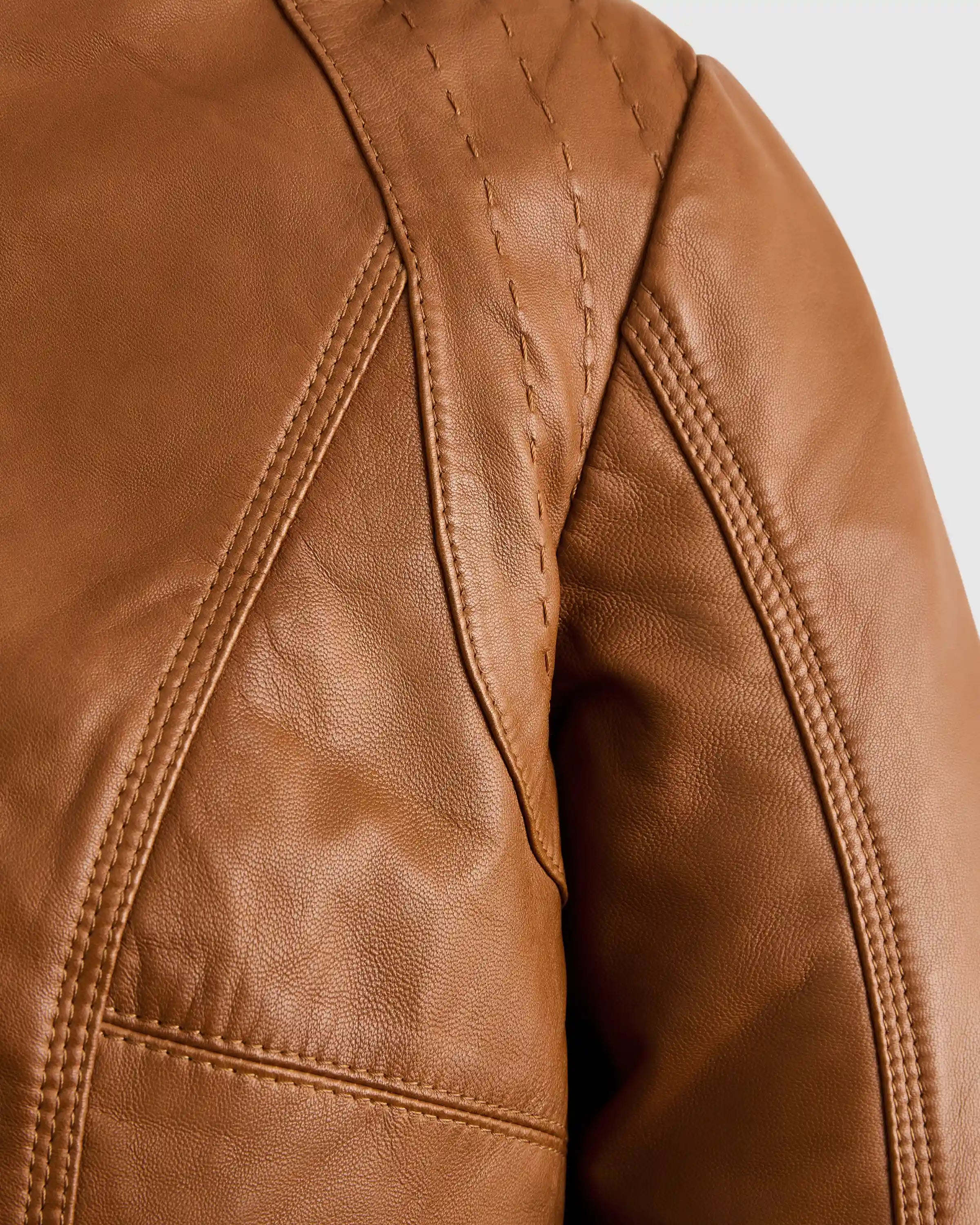 100% Leather Stand-Collar Jacket