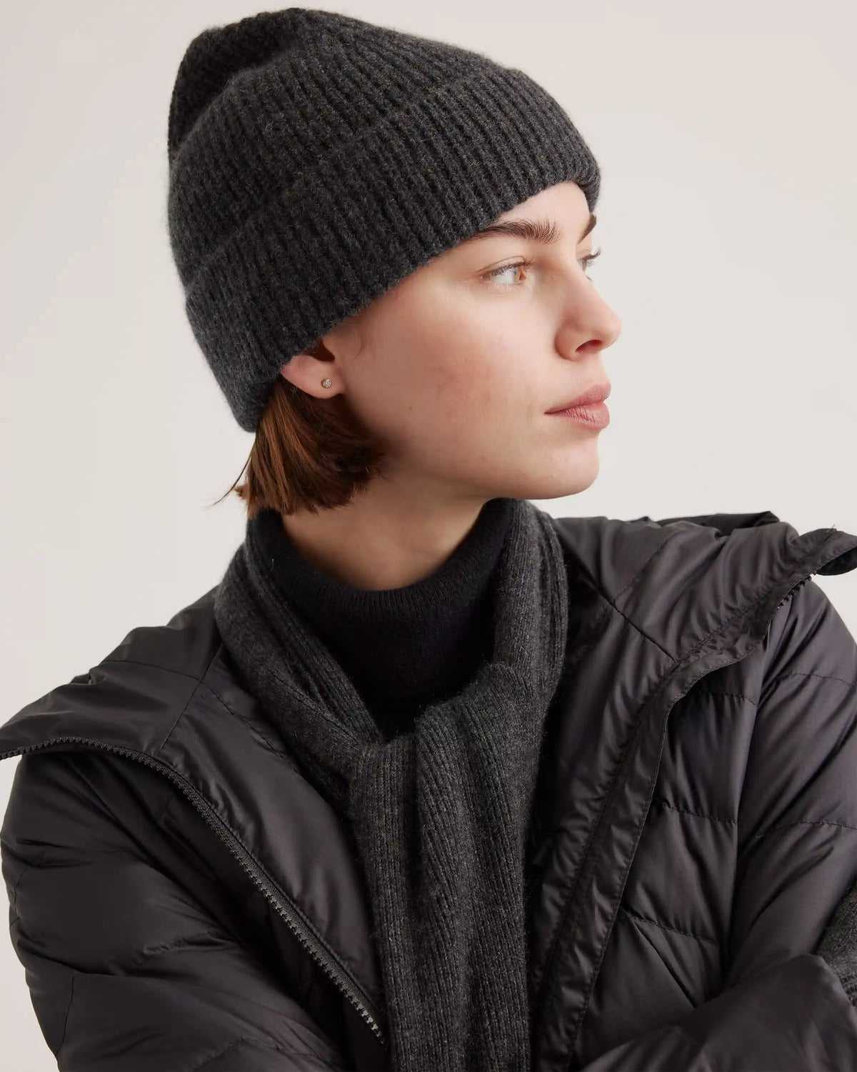 Mongolian Cashmere Ribbed Beanie