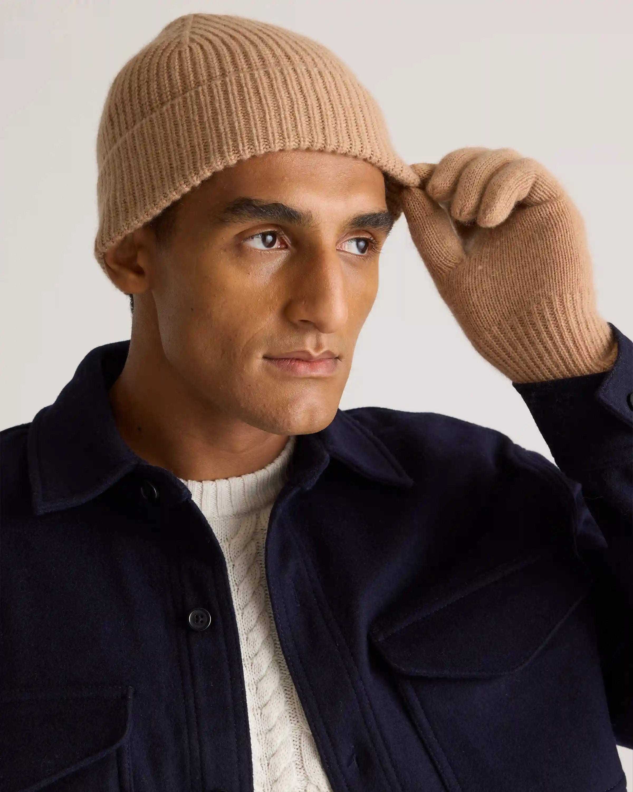 Mongolian Cashmere Ribbed Beanie