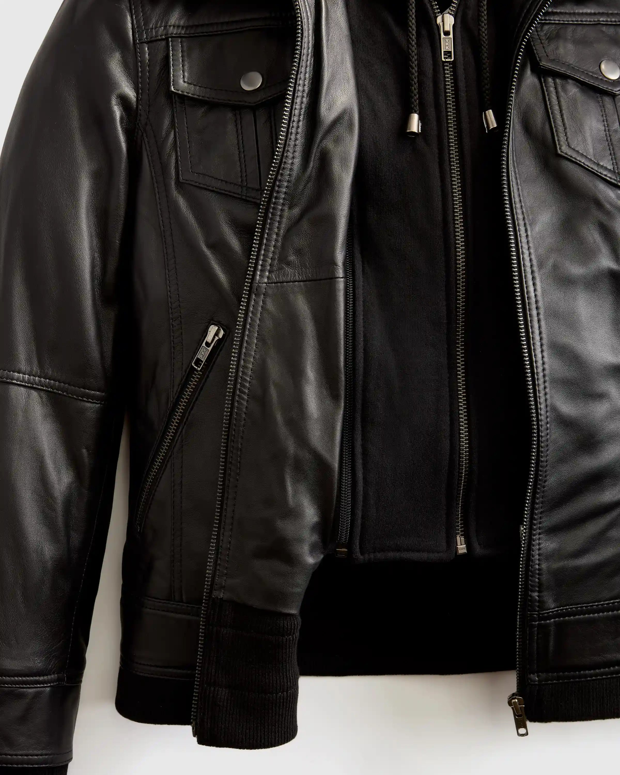 100% Leather Jacket with Hood