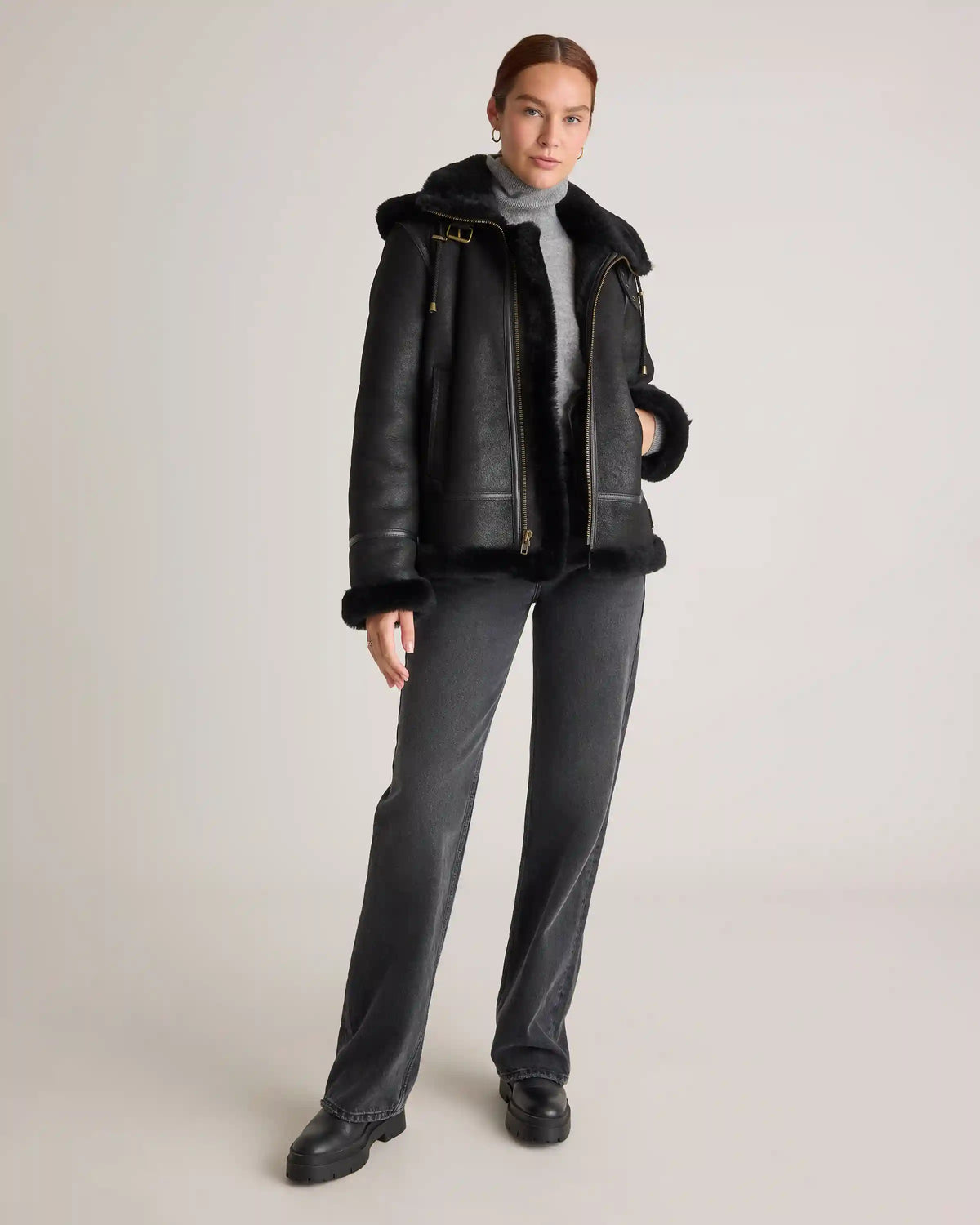 100% Shearling Cold Weather Bomber Jacket