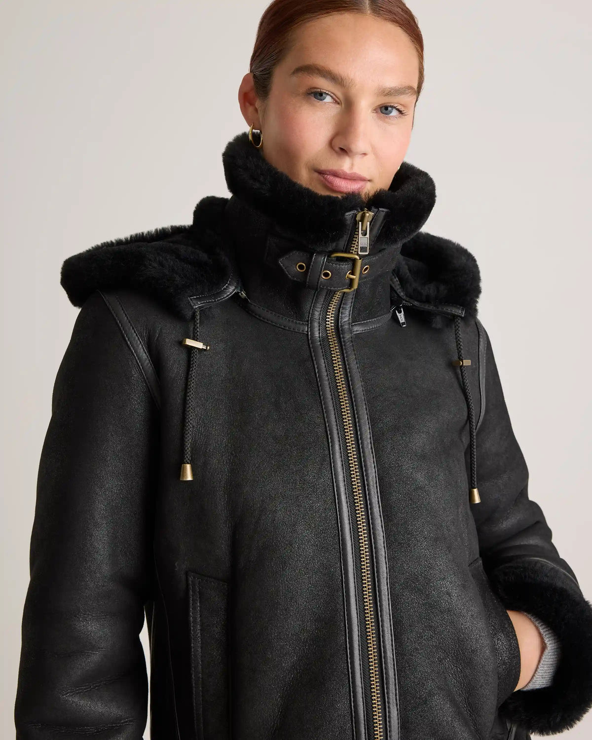 100% Shearling Cold Weather Bomber Jacket