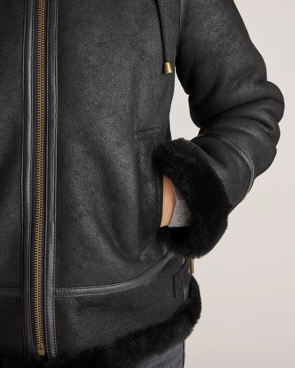 100% Shearling Cold Weather Bomber Jacket