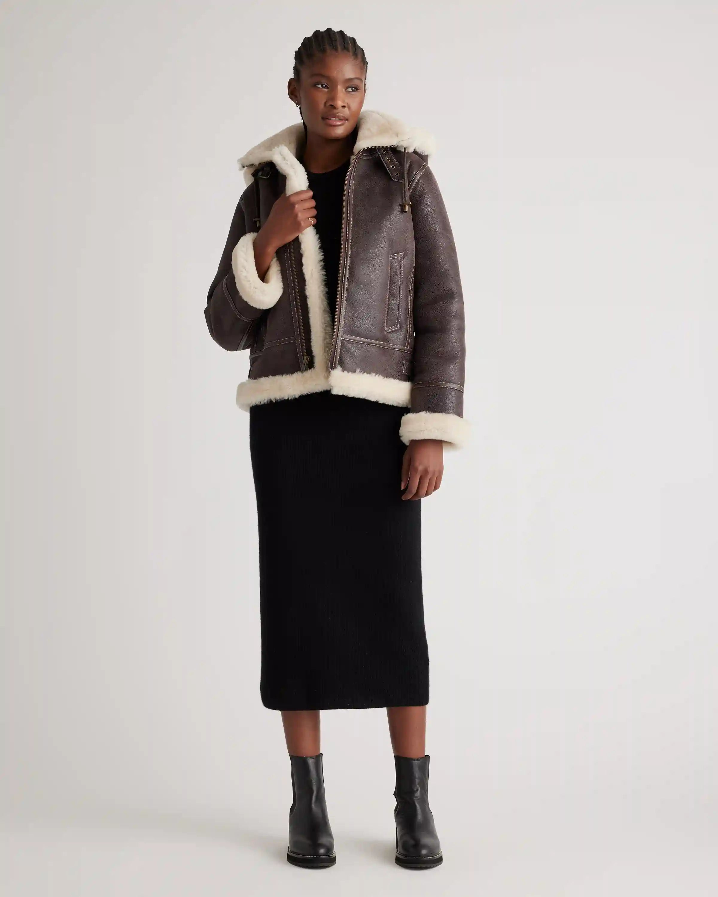 100% Shearling Cold Weather Bomber Jacket