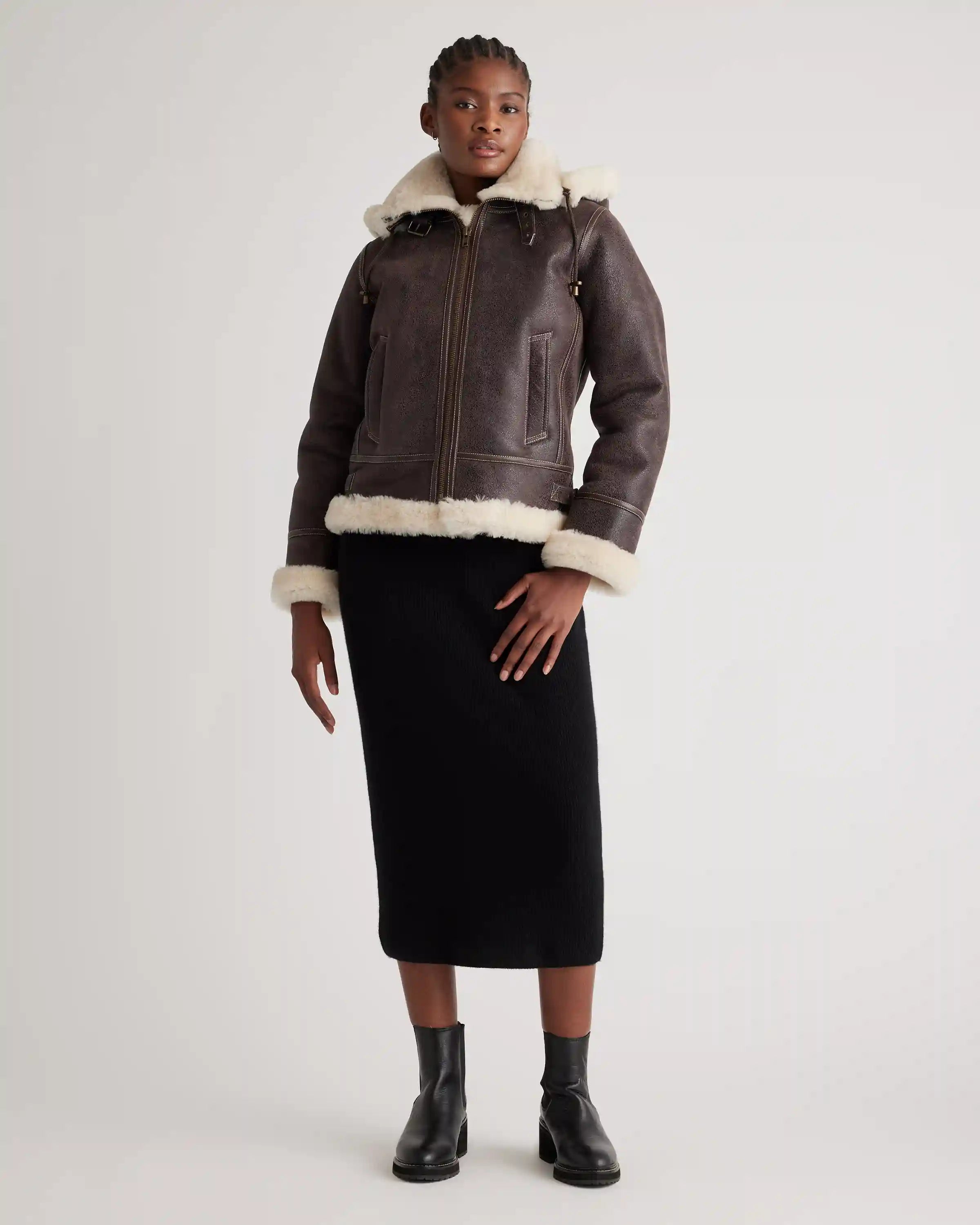100% Shearling Cold Weather Bomber Jacket