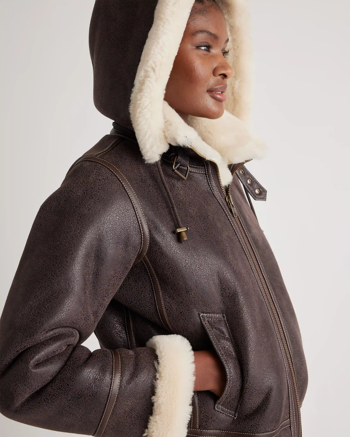 100% Shearling Cold Weather Bomber Jacket