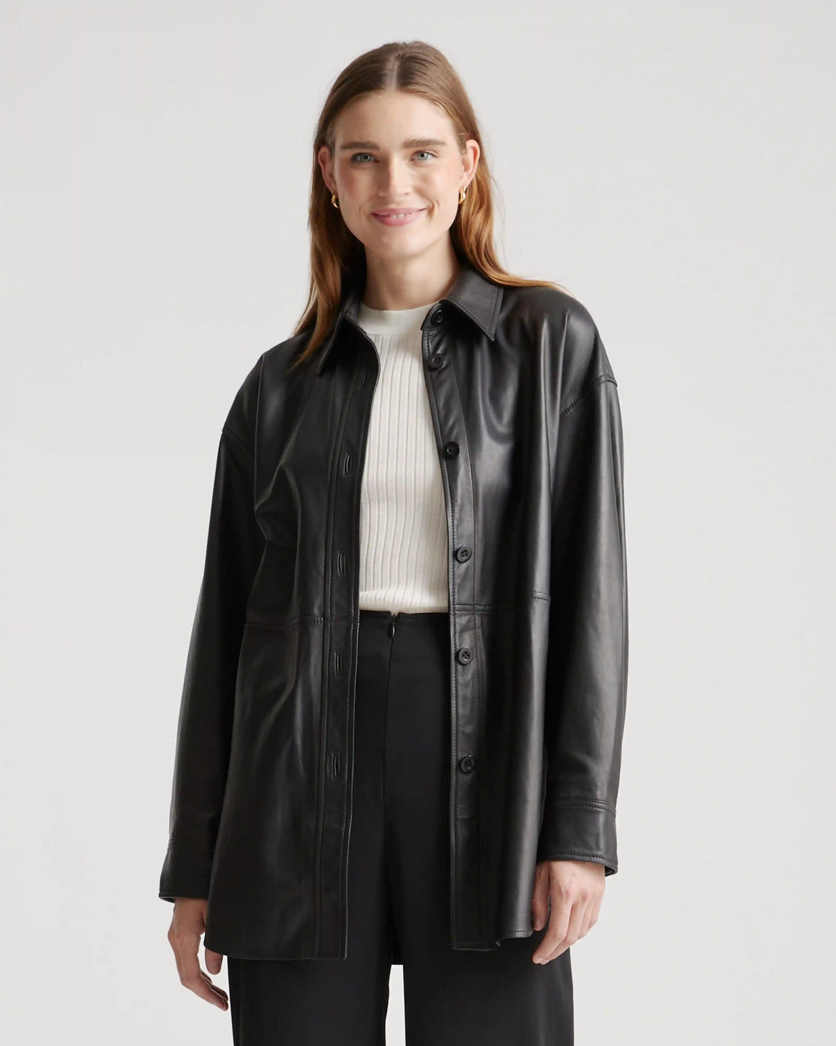 100% Leather Shirt Jacket