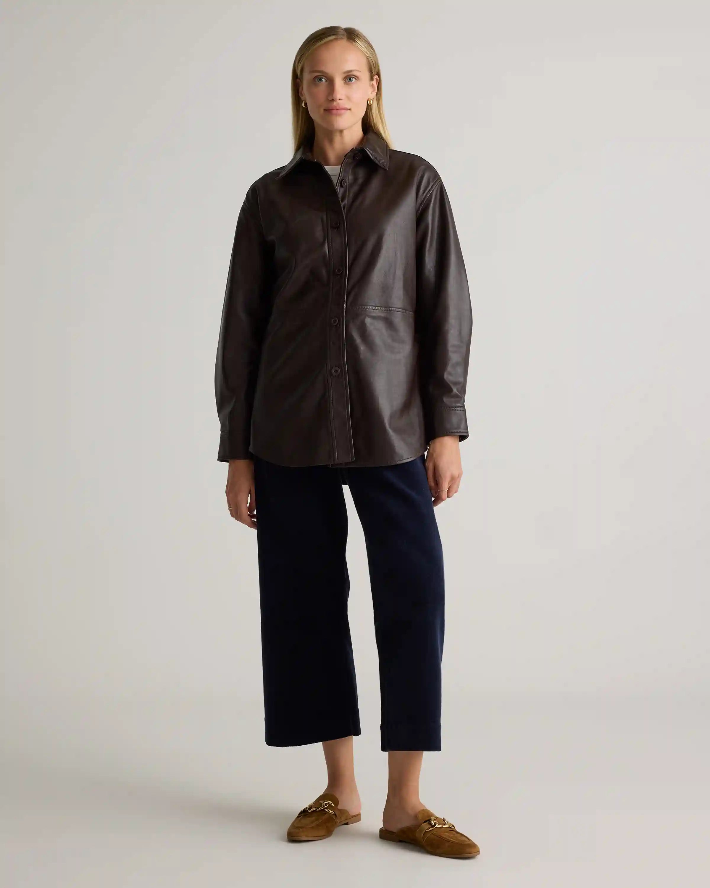 100% Leather Shirt Jacket