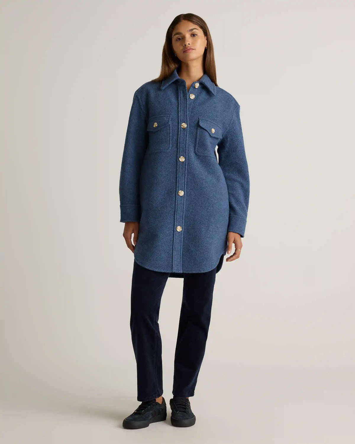 100% Merino Wool Long Shirt Jacket