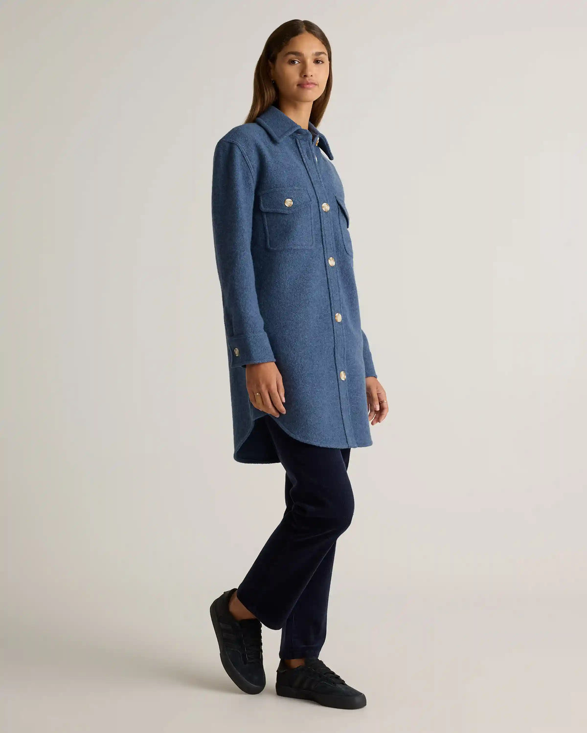 100% Merino Wool Long Shirt Jacket