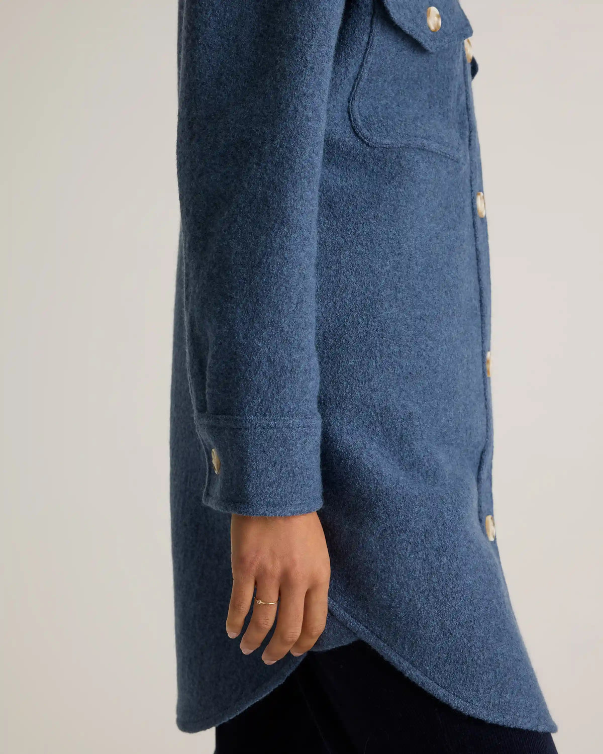 100% Merino Wool Long Shirt Jacket