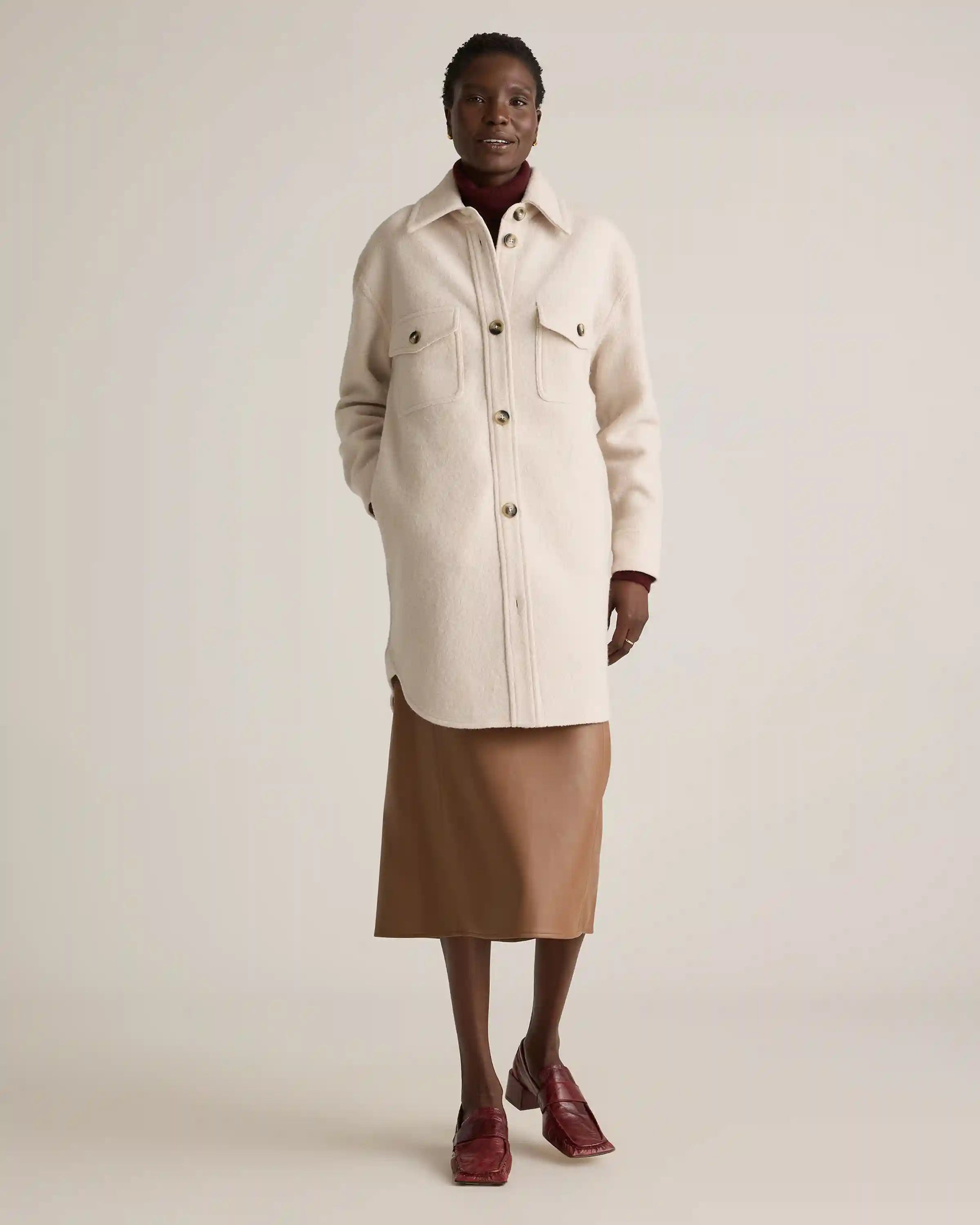 100% Merino Wool Long Shirt Jacket