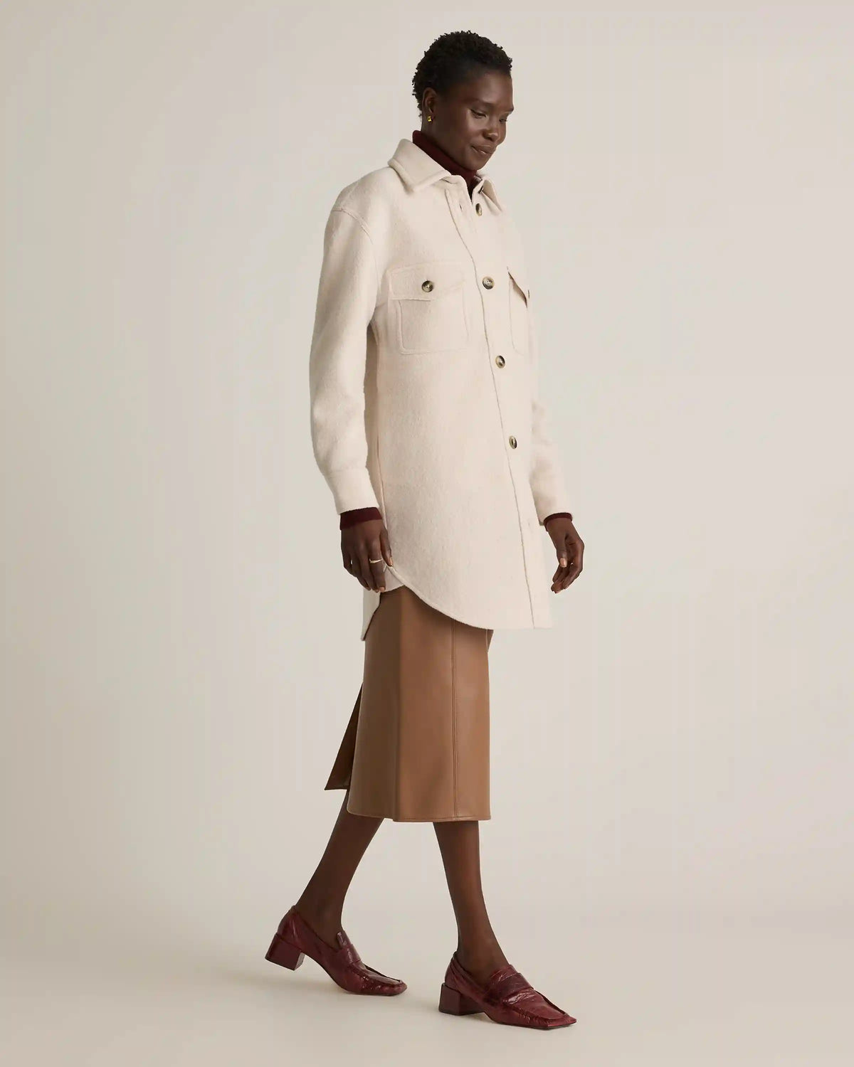 100% Merino Wool Long Shirt Jacket