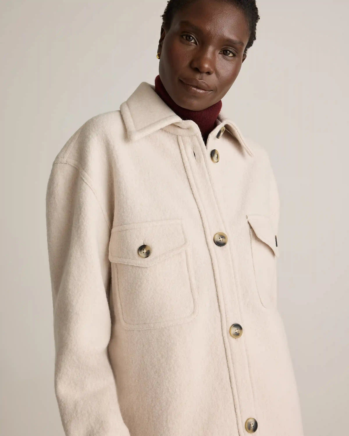 100% Merino Wool Long Shirt Jacket