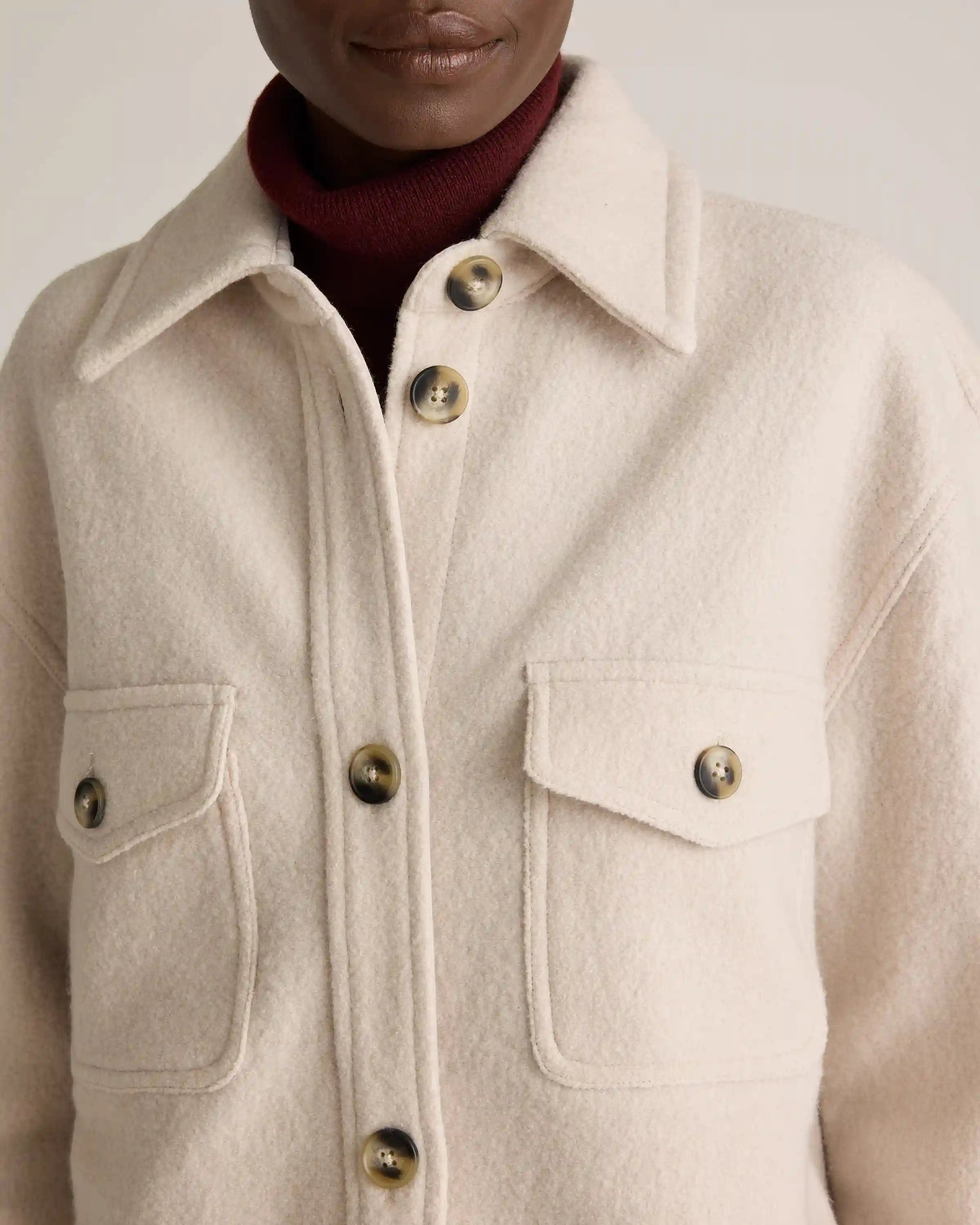 100% Merino Wool Long Shirt Jacket