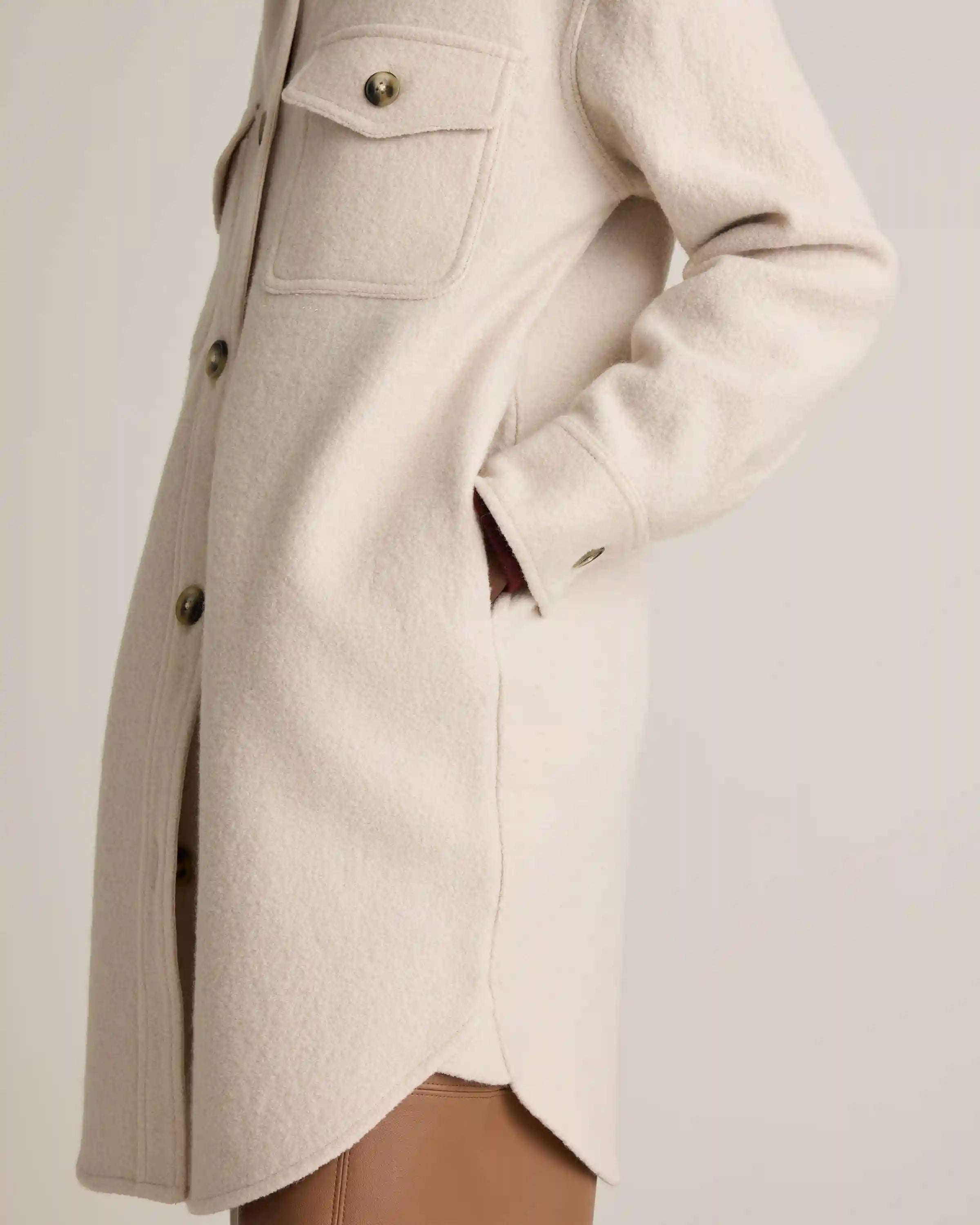 100% Merino Wool Long Shirt Jacket