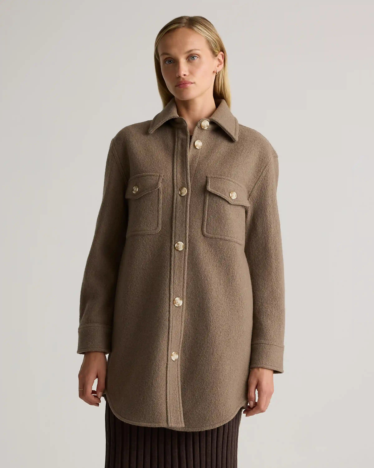 100% Merino Wool Long Shirt Jacket