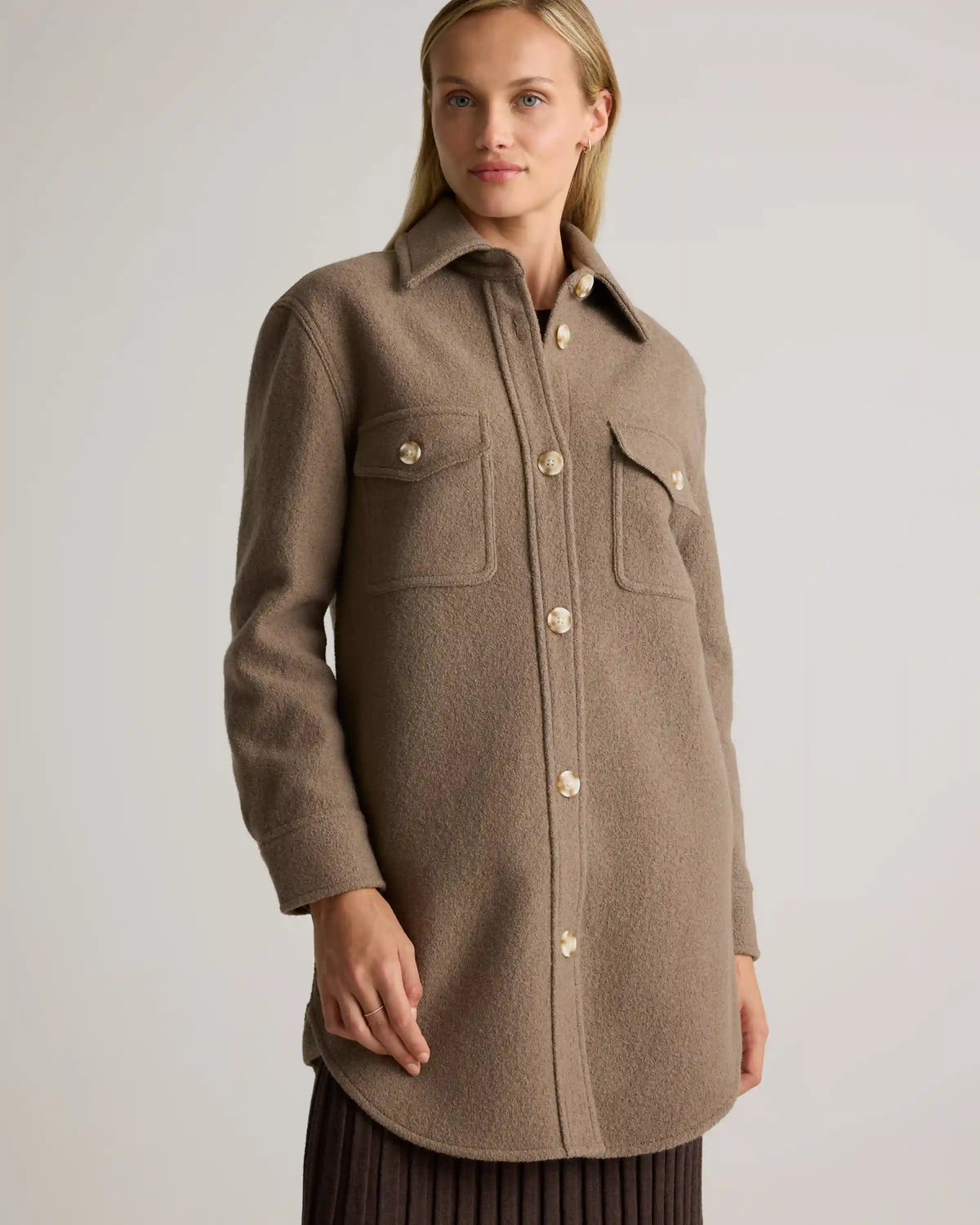 100% Merino Wool Long Shirt Jacket