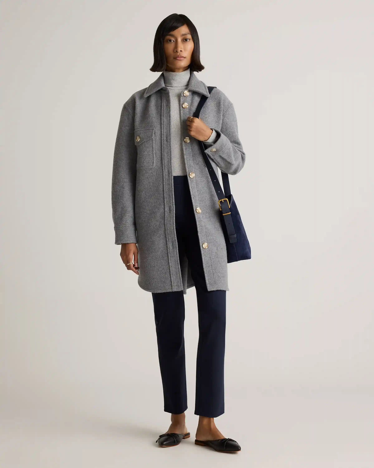 100% Merino Wool Long Shirt Jacket