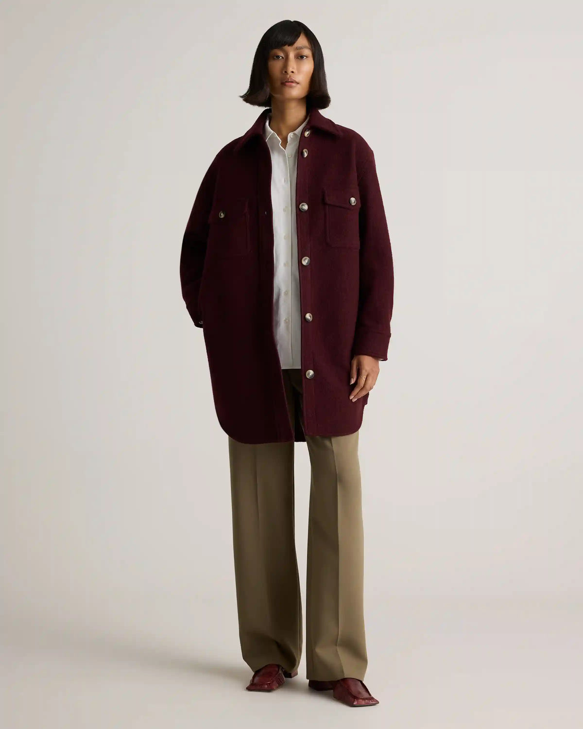 100% Merino Wool Long Shirt Jacket