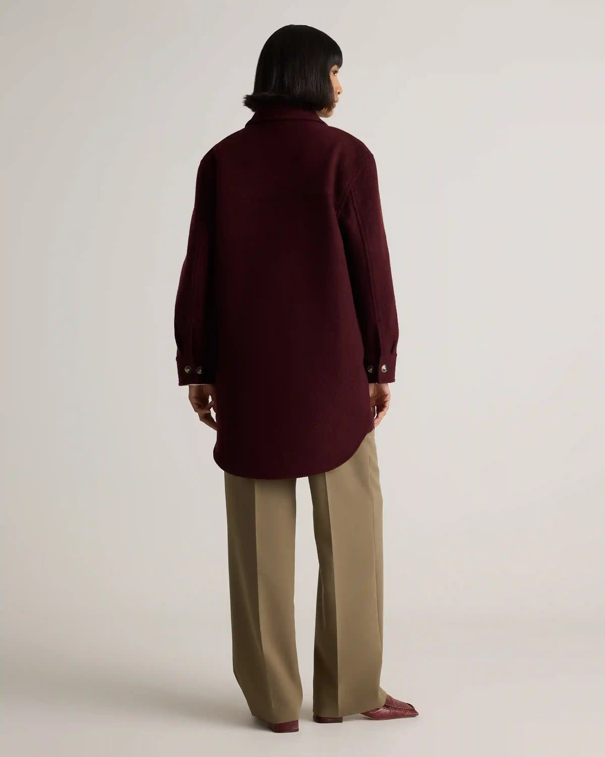 100% Merino Wool Long Shirt Jacket