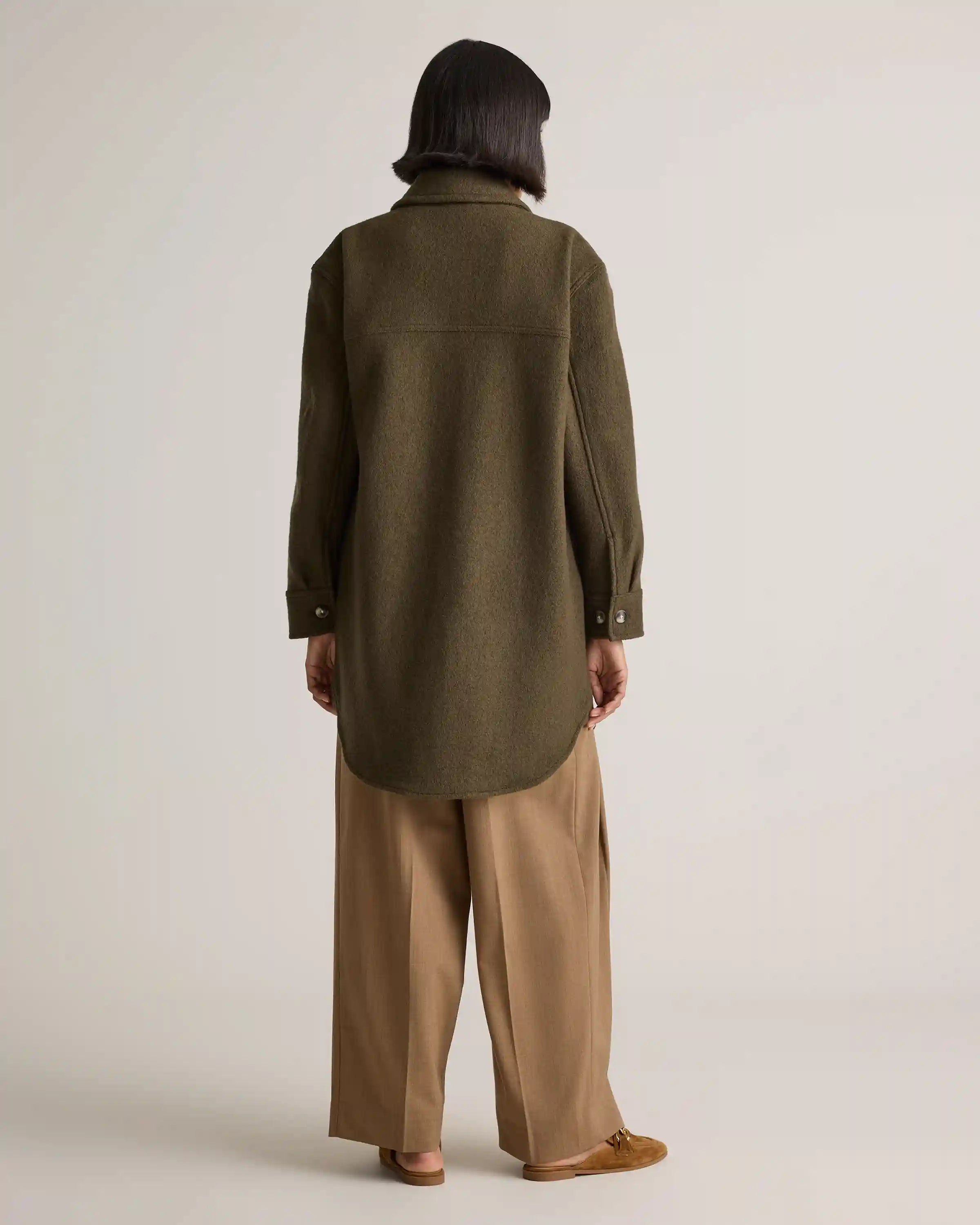 100% Merino Wool Long Shirt Jacket